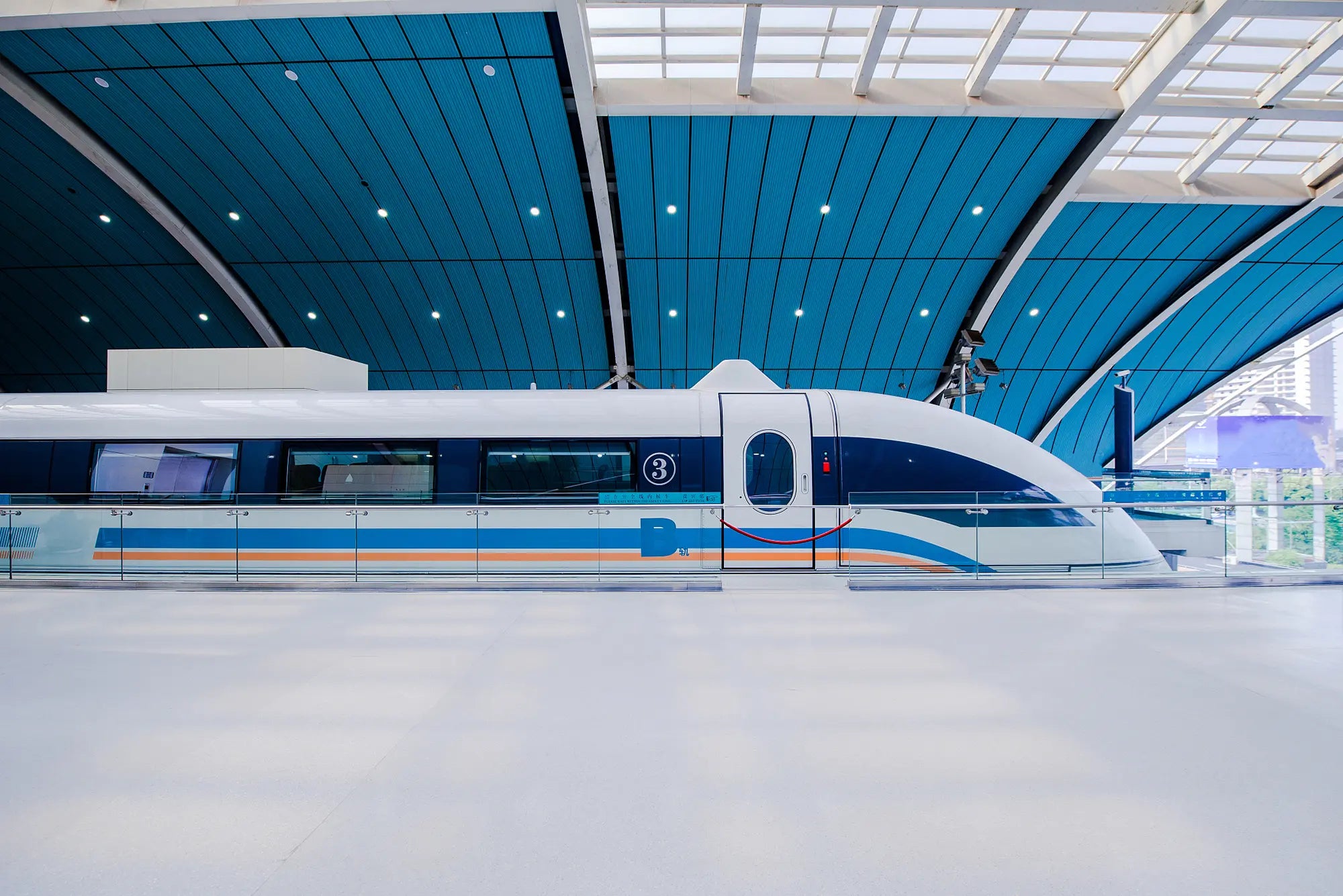 Shanghai Maglev Line 3 train preparing for departure at Longyang Road Station