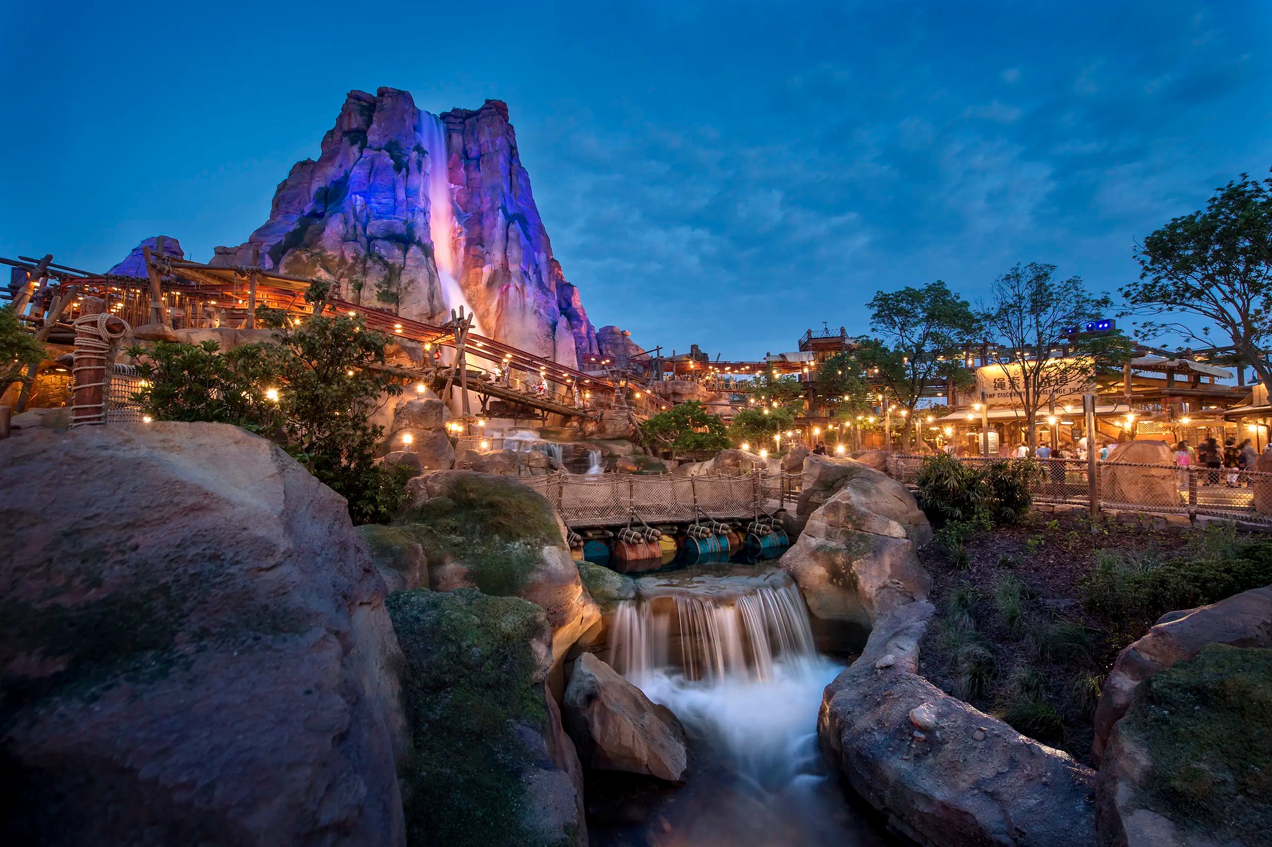 Aerial view of the rope challenge course at Shanghai Disneyland