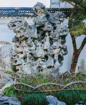 Classical Chinese pavilion and rockeries in Lion Grove Garden, Suzhou