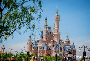 Enchanted Storybook Castle under a clear blue sky at Shanghai Disneyland