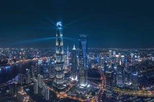 Shanghai Tower illuminated at night