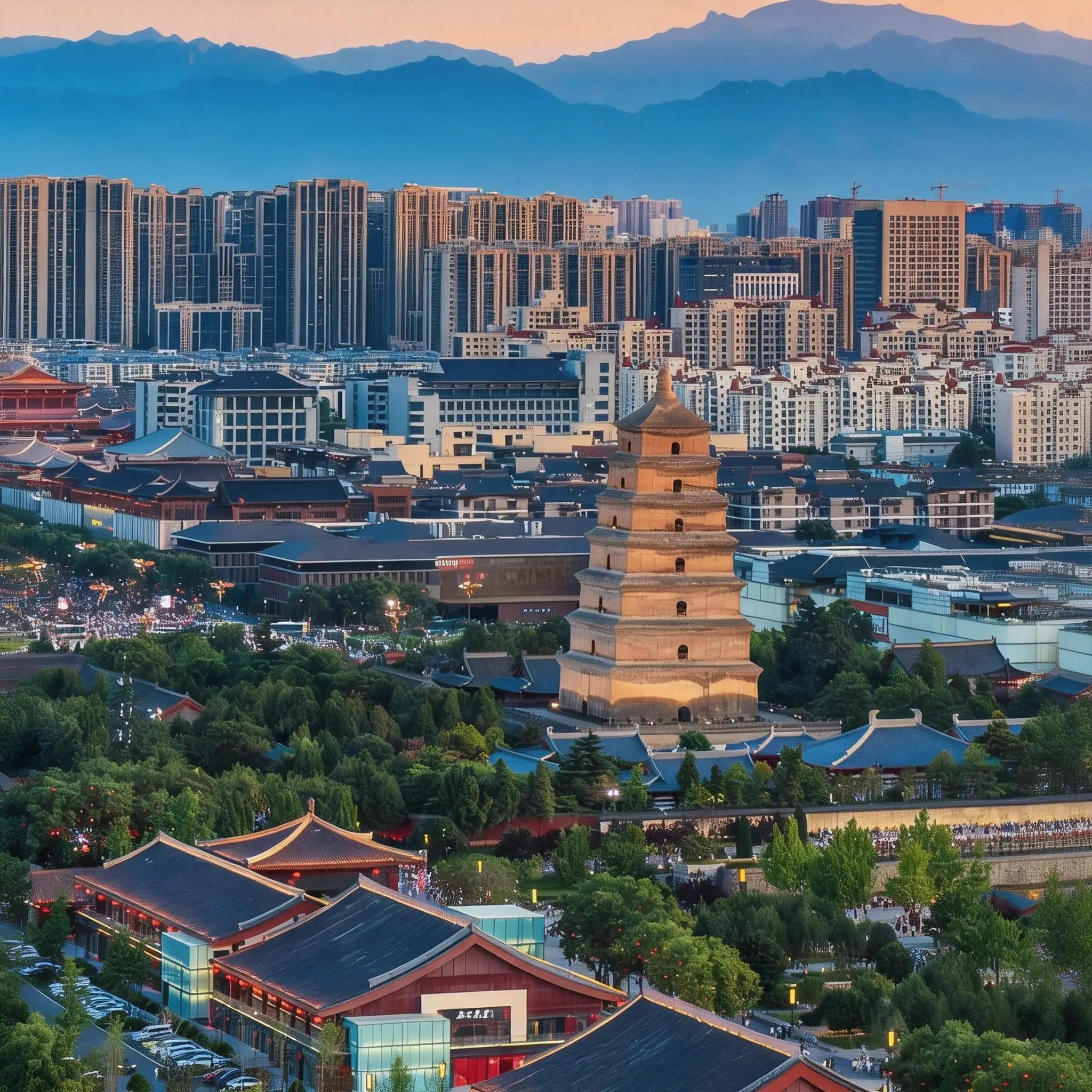 Giant Wild Goose Pagoda in Xi’an, ancient Buddhist pagoda from the Tang Dynasty