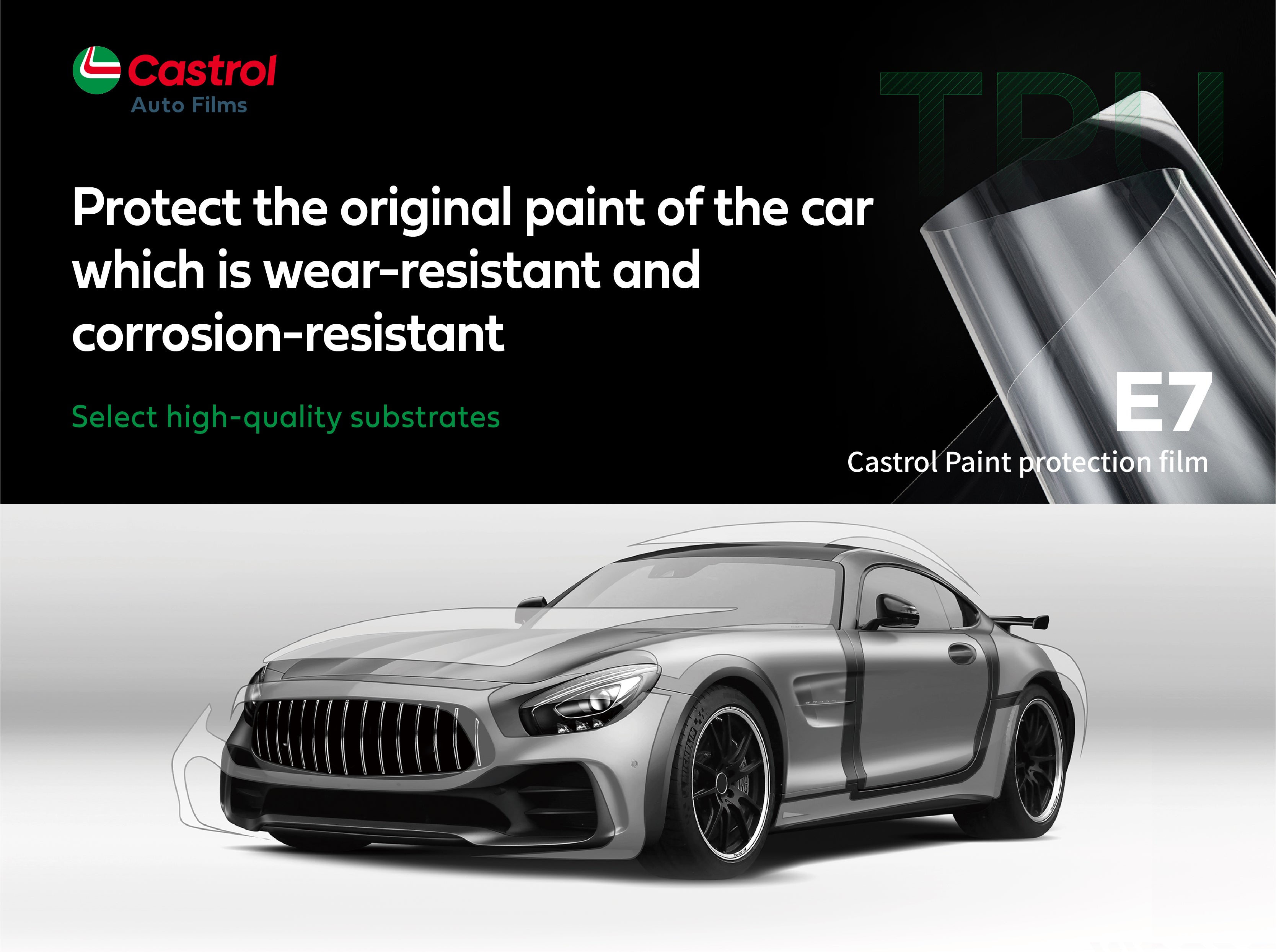 Castrol Automotive Film Invisible Car Wrap Imported TPU Paint Protection Film Scratch-Resistant Self-Healing Transparent Film