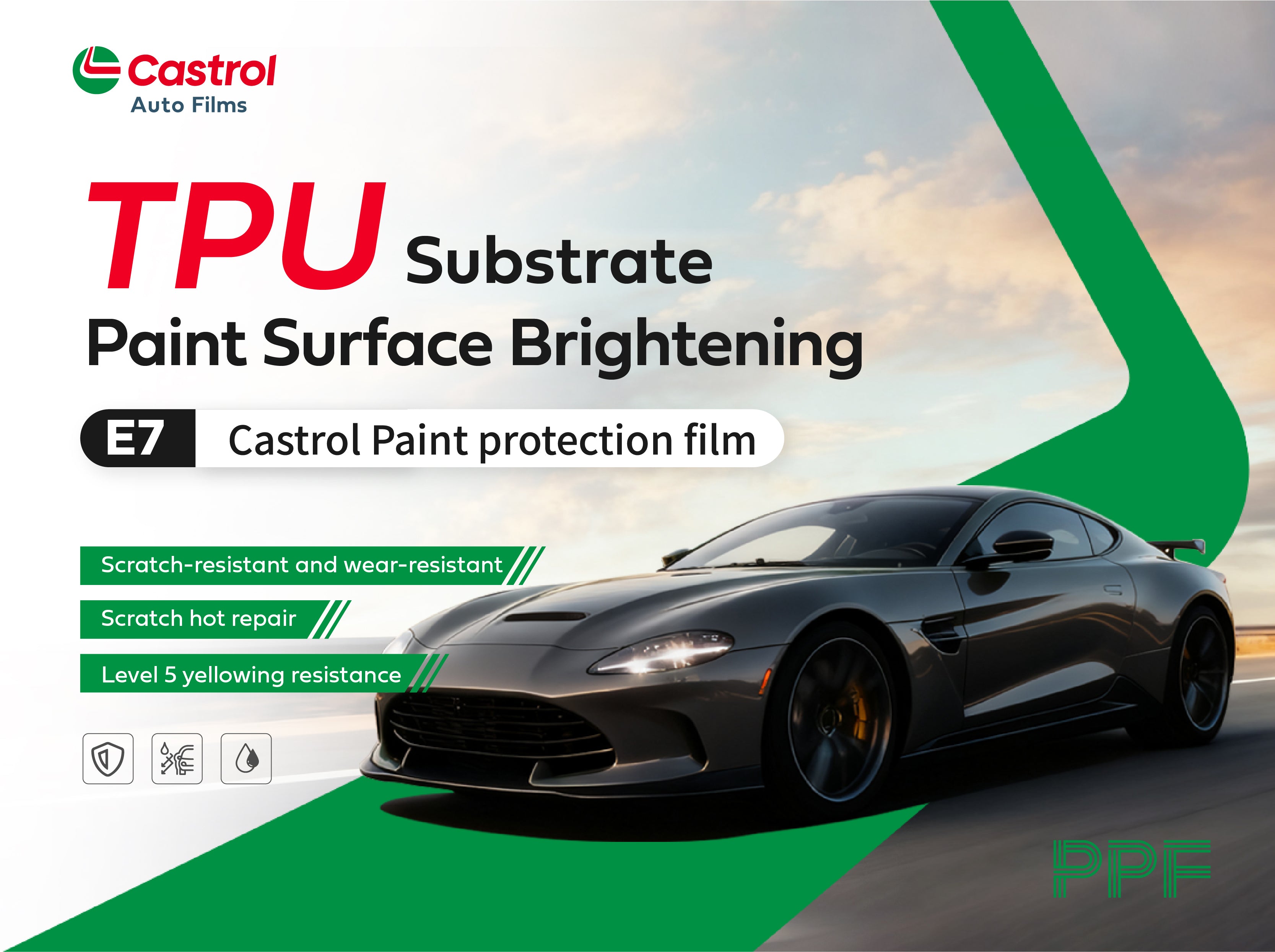 Castrol Automotive Film Invisible Car Wrap Imported TPU Paint Protection Film Scratch-Resistant Self-Healing Transparent Film