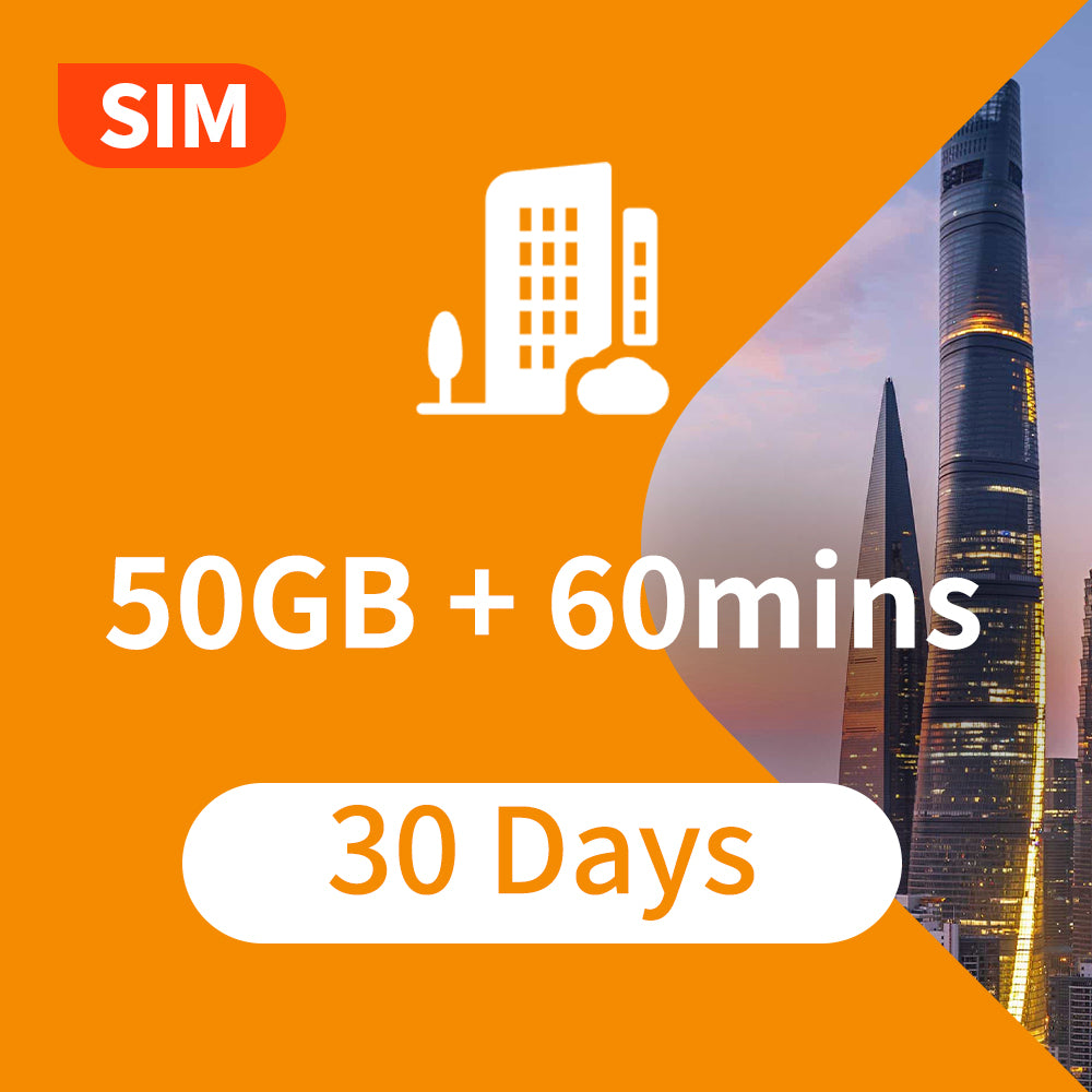 -China SIM Card- 50GB 30days 60mins