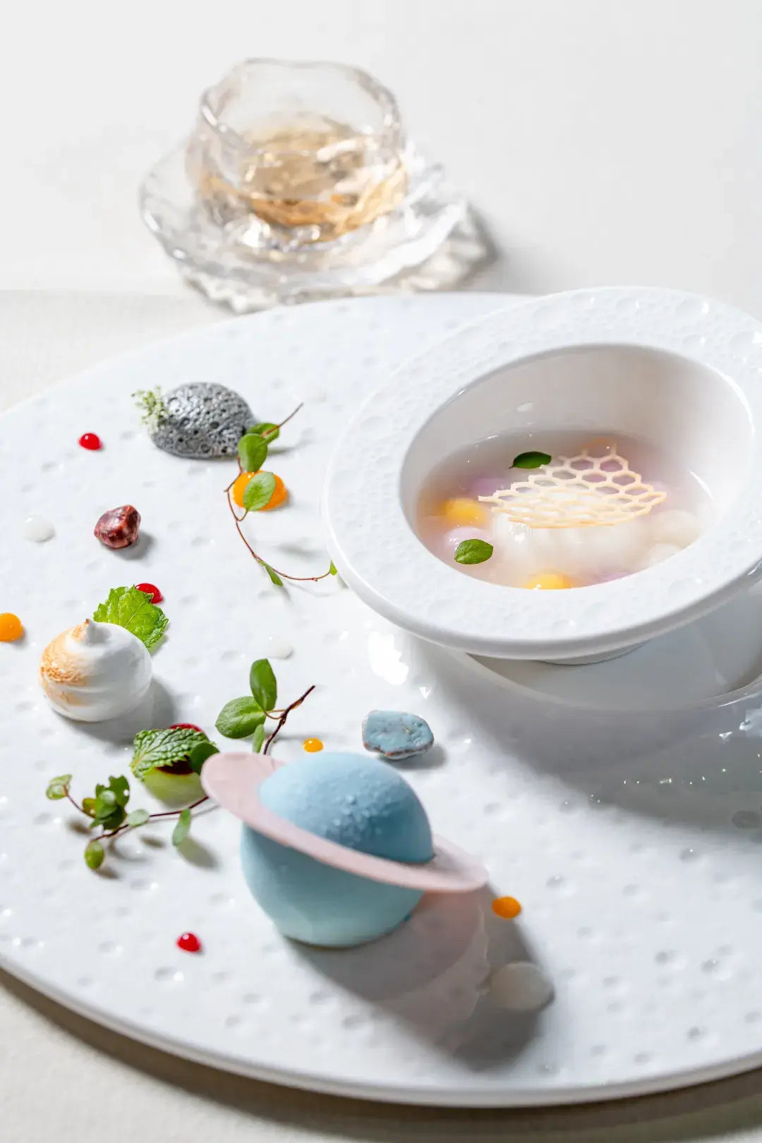 Colorful Chinese Tangyuan (glutinous rice balls) served as a dessert in the immersive dining experience at The Bund, Shanghai.