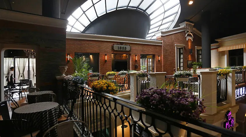 Western-style restaurant inside the Oriental Pearl Tower offering panoramic views of Shanghai