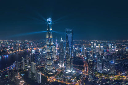Shanghai Tower illuminated at night
