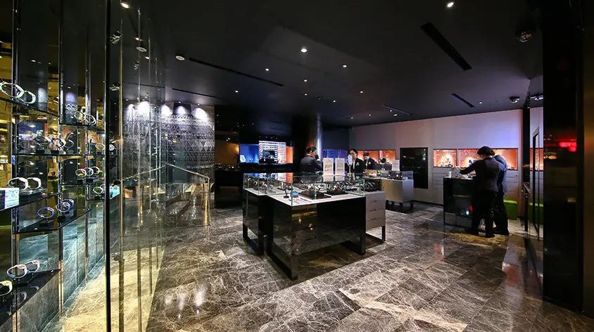 TOWER TIME watch boutique inside the Oriental Pearl Tower, featuring fashionable timepieces and modern interior design